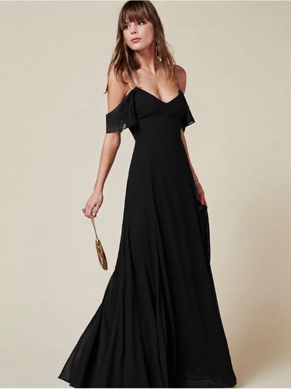 Reformation Lara Black Maxi Dress Gown